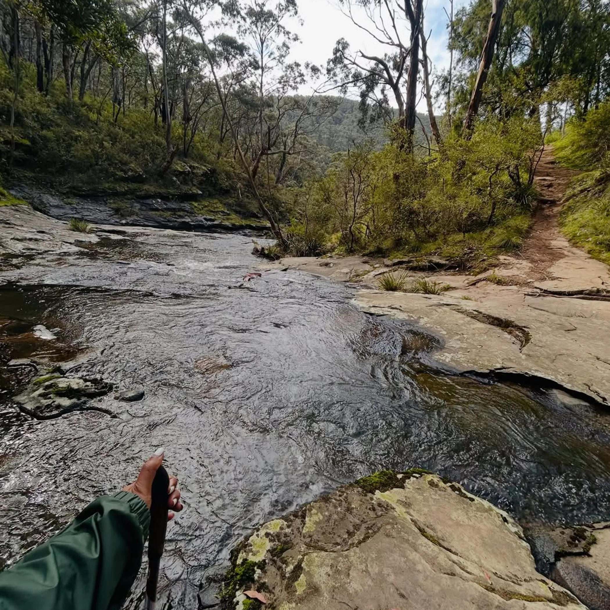 natural trail and river in winter
