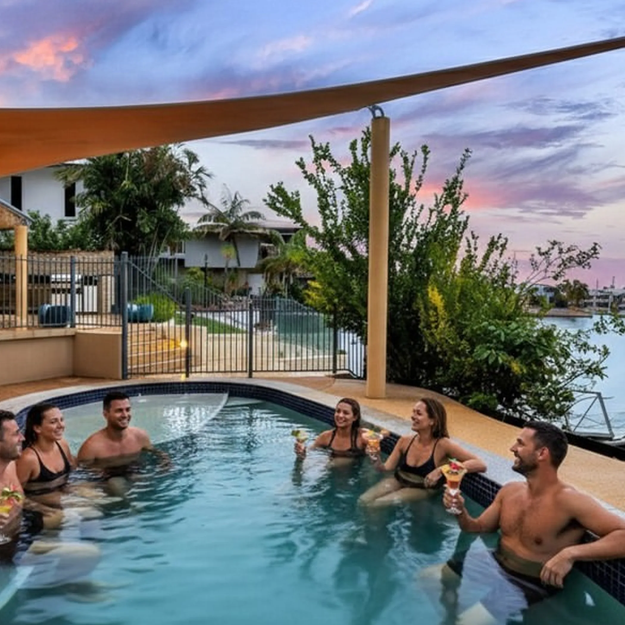 cullen bay darwin wet-season sunset pool